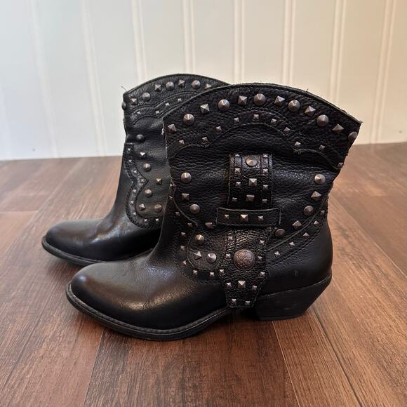 Vintage Y2K Grunge Studded Leather Boots 6 - Picture 1 of 7
